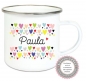 Preview: ♥ Tasse Emailletasse Becher,  Herzen, Wunschname, Einschulung KITA Dankeschön, Abschied, Geburtstag, Jubiläum, Geschenk, Becher von Lüttentüddel